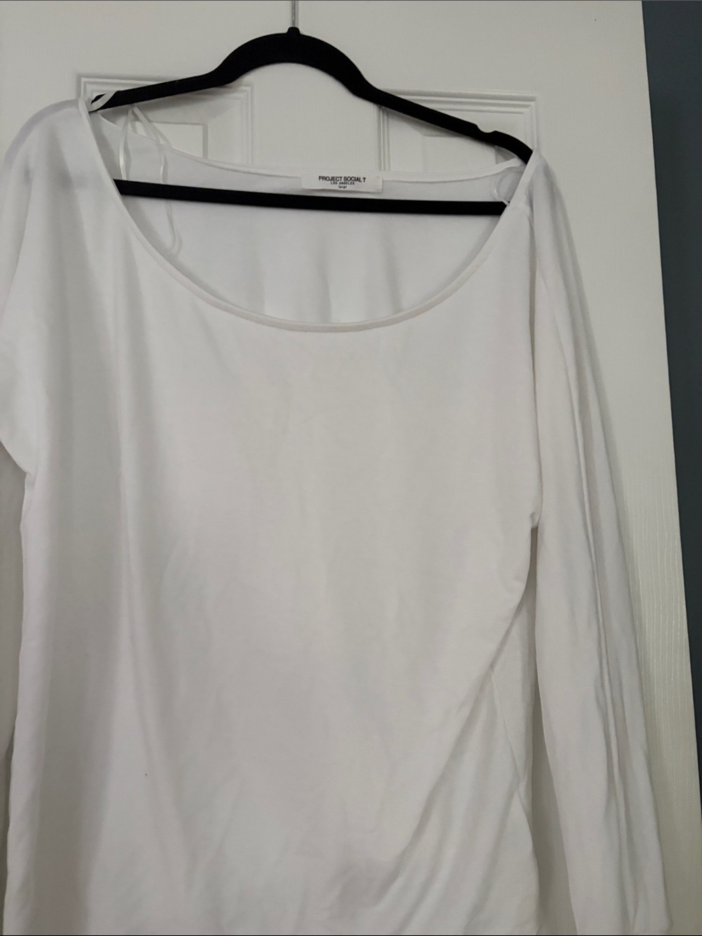 Designer Project Social T White Long-Sleeve Scoop Neck Tee